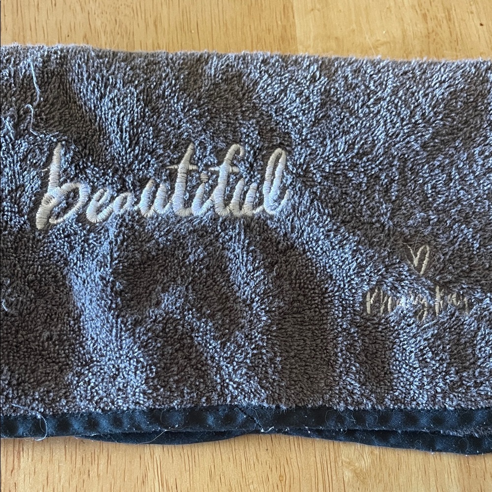 Gray Embroidered Towel